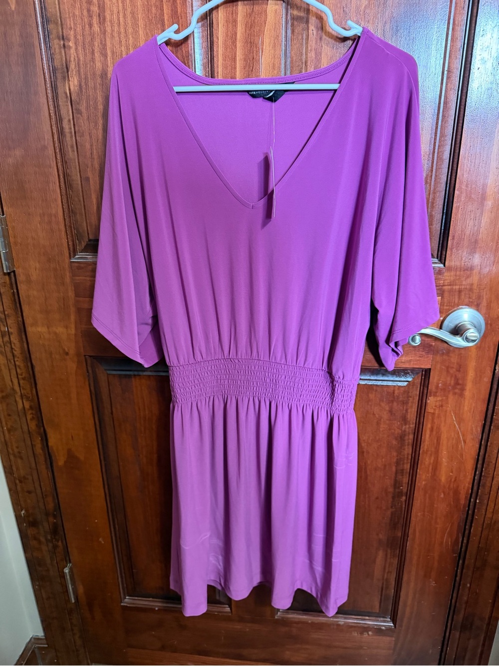 White House Black Market Magenta V-Neck Dress